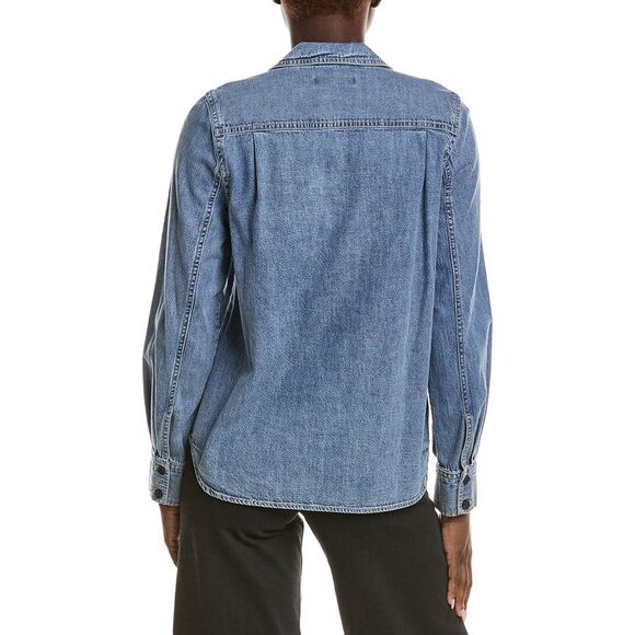 Frame Denim Womens Frame The Low Collar Shirt, Blue - Picture 2 of 3